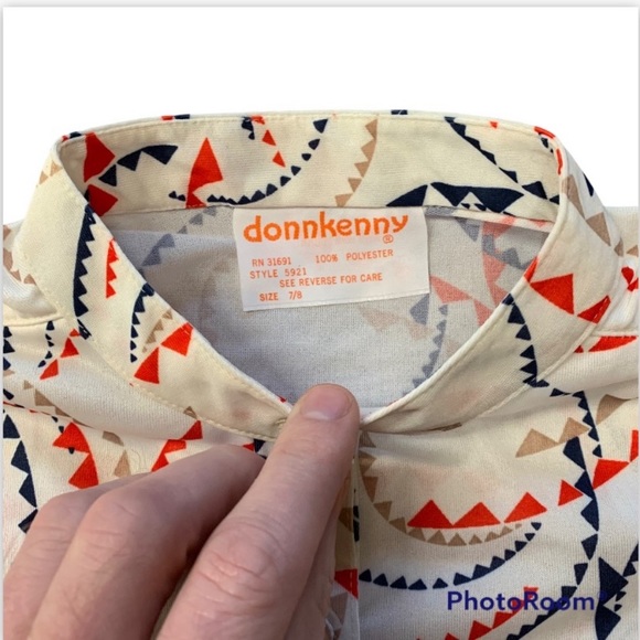 Vintage DONNKENNY Women's Polyester 70s Blouse 7/8 Single Stitch Elastic Arms - Picture 6 of 16